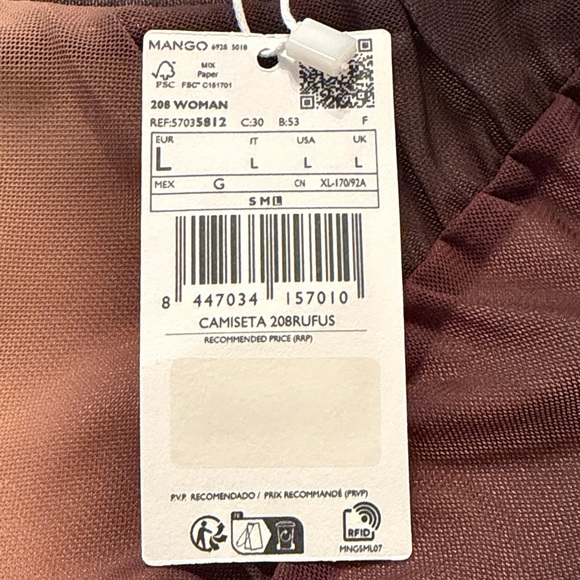 Mango Ombre Ruched Long Sleeve Top in Rust and Brown - Picture 2 of 2